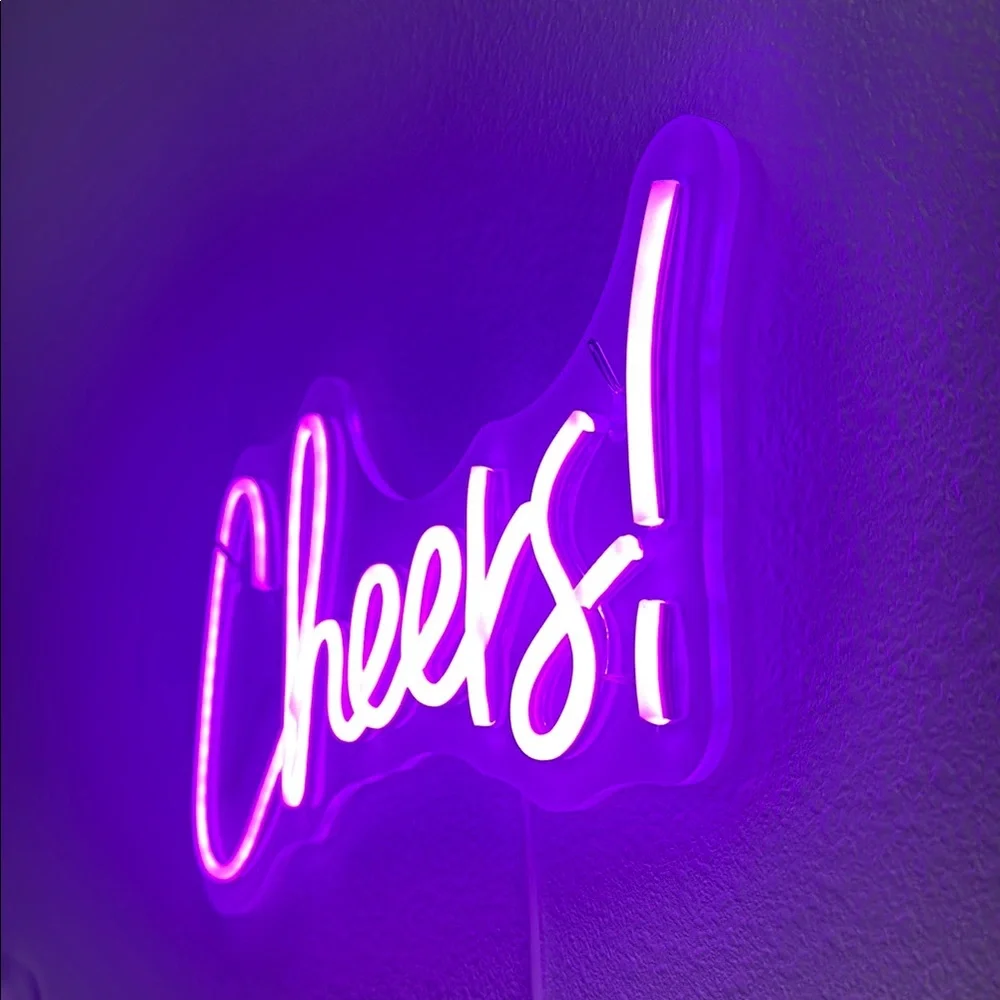 Pink Neon 'Cheers!' Sign